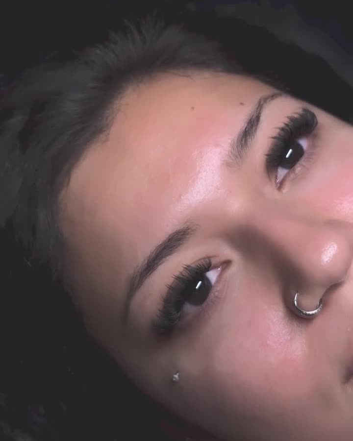 Close-up of a full lash extension set